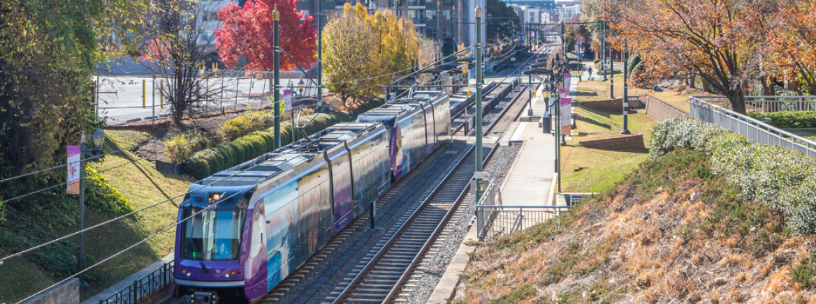 Charlotte Lightrail The light rail moving through a newly redeveloped community.