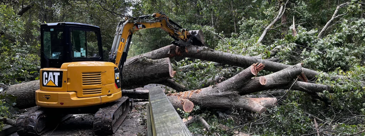 Hurricane Helene A bulldozer helps to remove fallen trees after Hurricane Helene in Sept. 2024.