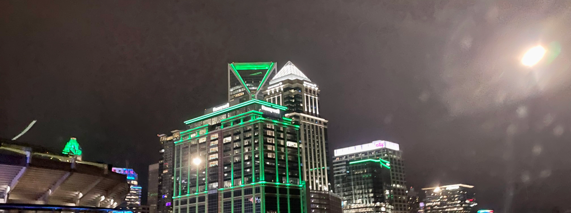 Operation Green Light The Charlotte skyline lit up in green for Operation Green Light in support of Veterans Day.