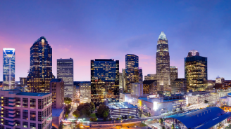 Skyline of downtown Charlotte in North Carolina, USA